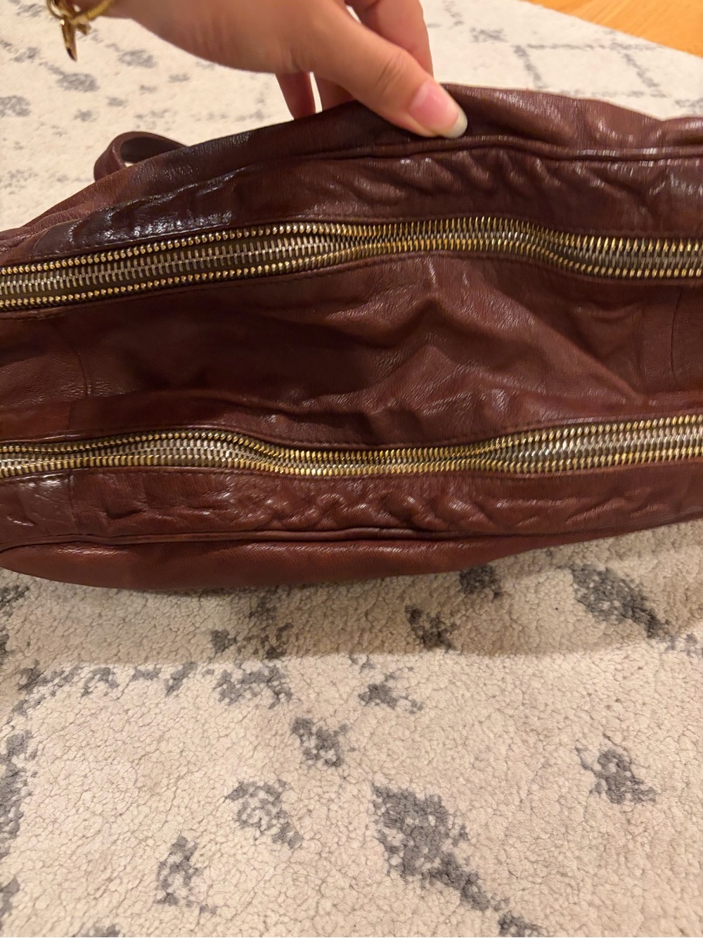 Prada Brown Leather Double-Handle Shoulder Bag - Picture 4 of 6